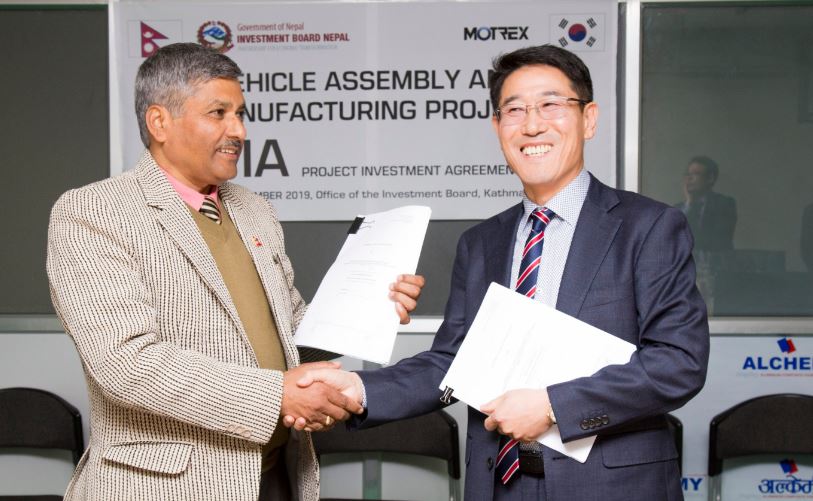 कोरियन कम्पनी मोट्रेक्सले गर्यो नेपालमा गाडी उत्पादन गर्ने सम्झौता