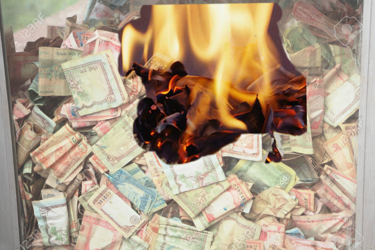 राष्ट्र बैङ्कले जलायो ५ खर्ब रुपैयाँ बराबरका पुराना नोट