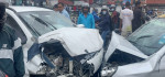 महाराजगन्ज चक्रपथ सडकमा भारतीय कारसहित पाँच वटा सवारी साधन एकापसमा ठोक्किए, १० जना घाइते