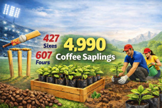 एनपीएलको कुल बाउण्ड्री बराबर कफीका विरूवा रोप्दै प्रेसिडेन्सियल कलेज