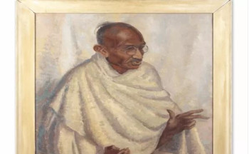 महात्मा गान्धीको क्षतिग्रस्त चित्र ७४ लाखमा लिलामी हुने