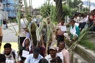 बक्यौता माग्दै किसान उखु बोकेर माइतीघरमा बसे धर्ना