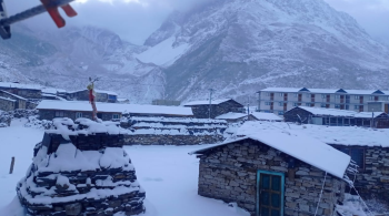 उत्तरी गोरखाको नुब्री भ्यालीमा भारी हिमपात