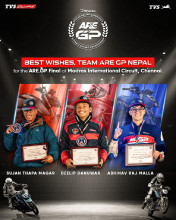 टीभीएस रेसिङ नेपालका ३ राइडर एआरई जीपीको फाइनलका लागि भारत प्रस्थान