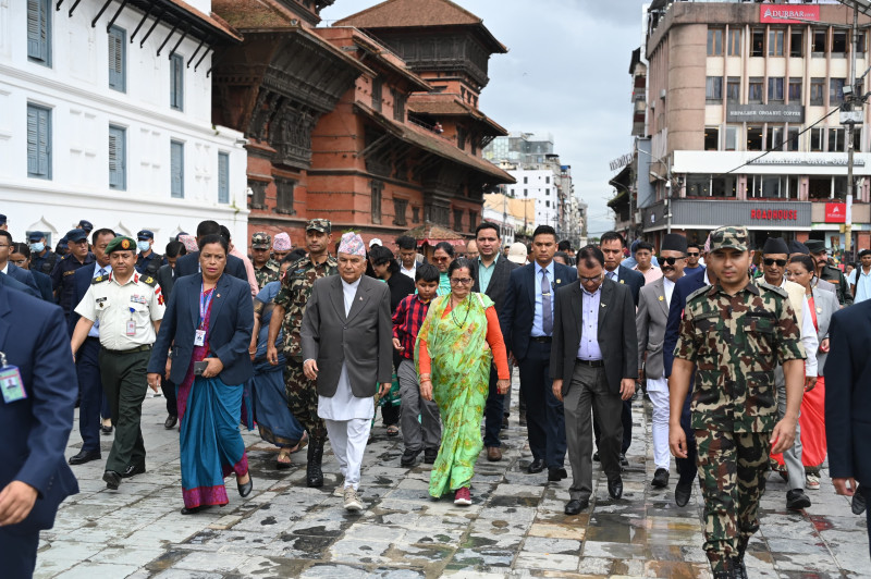 राष्ट्रपति पौडेलद्वारा बसन्तपुर क्षेत्रका सम्पदाको अवलोकन