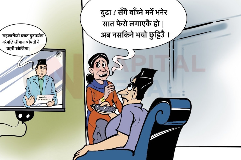 साताको कार्टुनः सँगै बस्दा ठगेको पैसा जानेभो, अब छुट्टिए कसो होला!