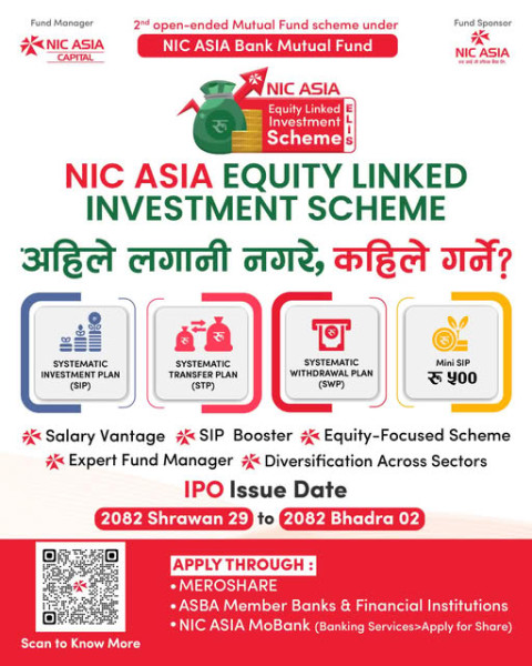 ‘एनआईसी एसिया इक्विटी लिंक्ड इन्भेस्टमेन्ट स्किम’मा आवेदन खुल्यो