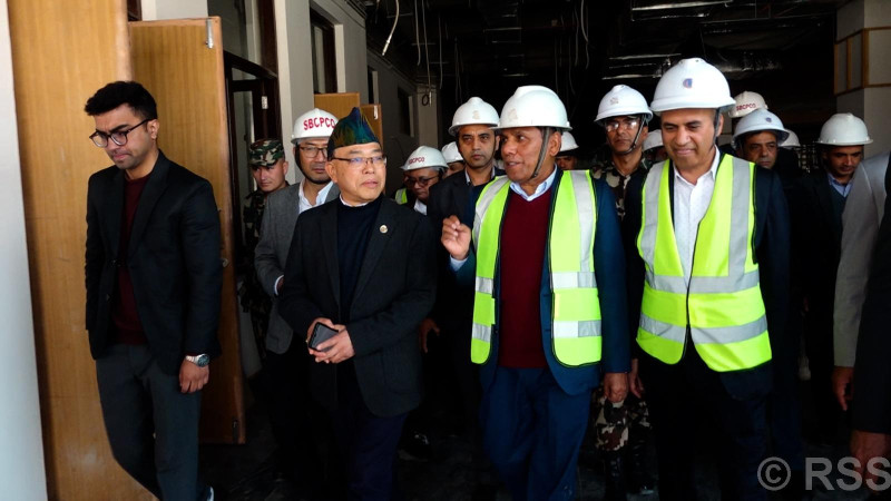 अध्यक्ष दाहालद्वारा निर्माणाधीन संघीय संसद् भवन निरीक्षण