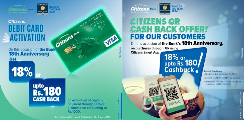 सिटिजन्स बैंकको वार्षिकोत्सव छुट योजना