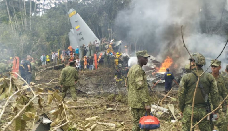 कोलम्बियामा सेनाको विमान दुर्घटना, ६६ जनाको मृत्यु