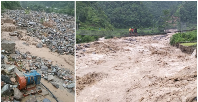 बाढीले विद्युत् आयोजना बगाउँदा १ अर्ब बढीको क्षति, खेतीयोग्य जग्गा बगर बन्यो