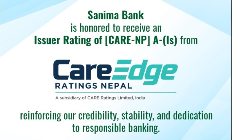 सानिमा बैंकले पायो ‘ए माइनस’ रेटिङ्ग