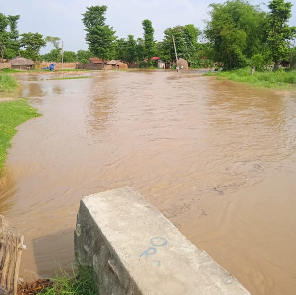 माईखोलाको बाढी बस्ती पस्यो, सुगाबथानका २२ घर डुबानमा